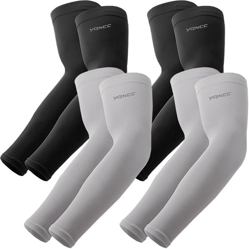 YQXCC 4 Pairs Arm Sleeves, Cooling UV Sun Protection Sports Compression Sleeves for Men Women, Golf Basketball Arm Sleeves - Image 1